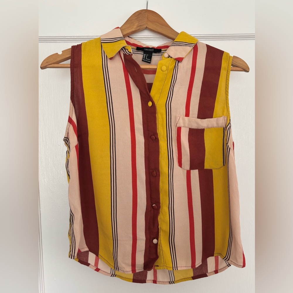 Forever 21 Multicolor Striped Sleeveless Blouse